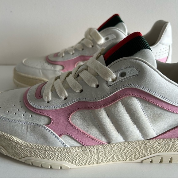 GUCCI 2024 Re-Web Low-Top Sneakers White Pink Leather Sz 40 - Picture 8 of 12